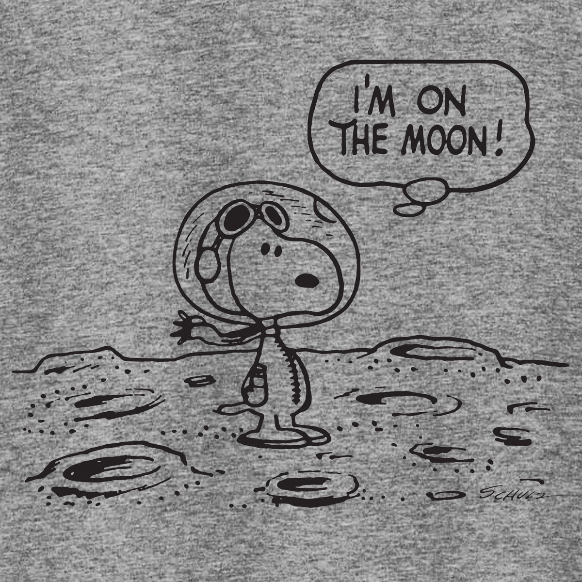 Peanuts Snoopy on the Moon - Athletic Heather T-shirt