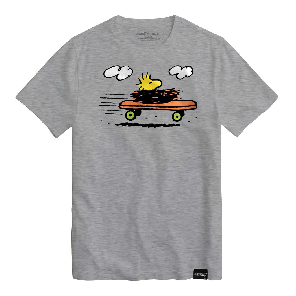 Peanuts T-Shirts - Woodstock Skateboard (Heather Grey)