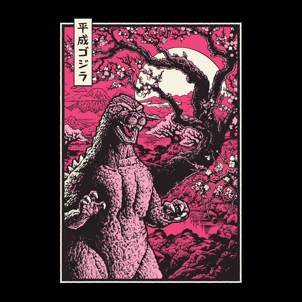 Toho T-Shirts - Godzilla Cherry Blossom (Black Long Sleeve)