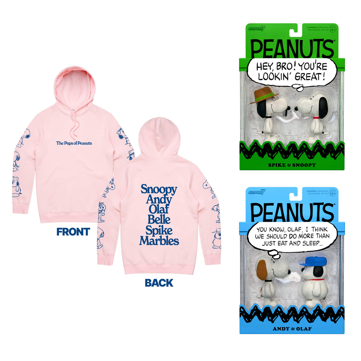Peanuts Siblings Bundle - Snoopy & Spike, Olaf & Andy and Family Hoodie