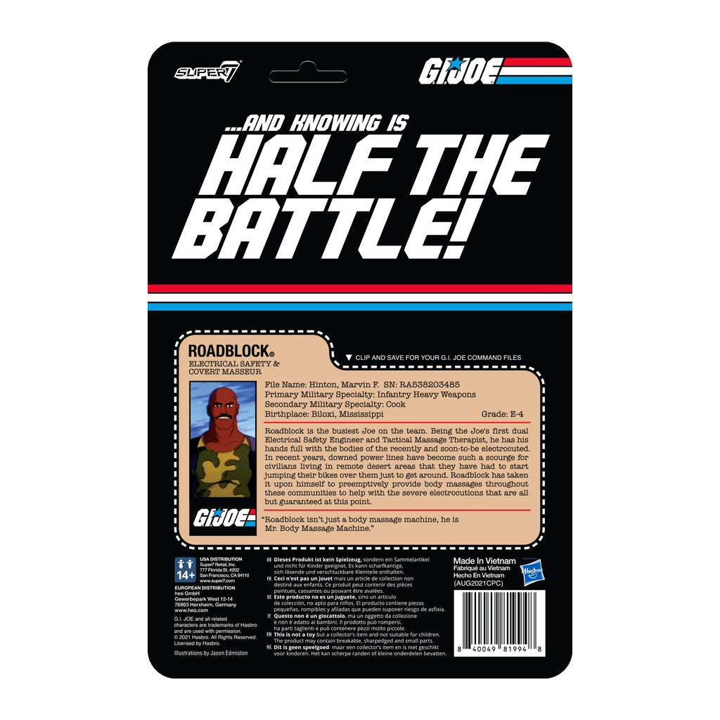 G.I. Joe ReAction Figures Wave 3 - Roadblock PSA