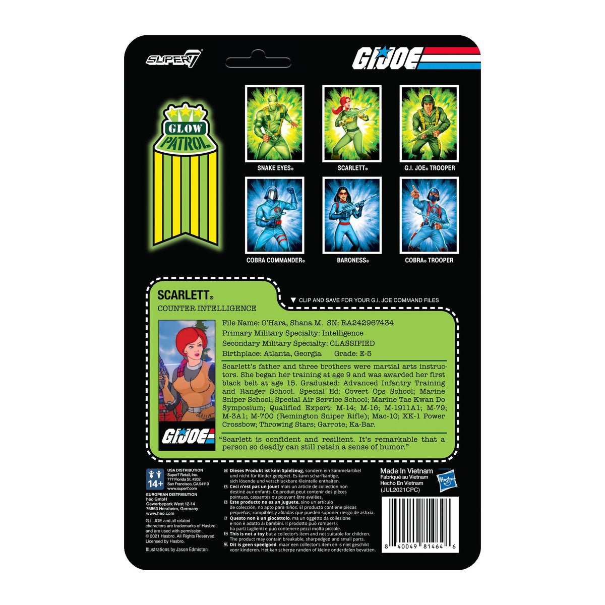G.I. Joe ReAction Figures Wave 1b - Scarlett (Glow Patrol)