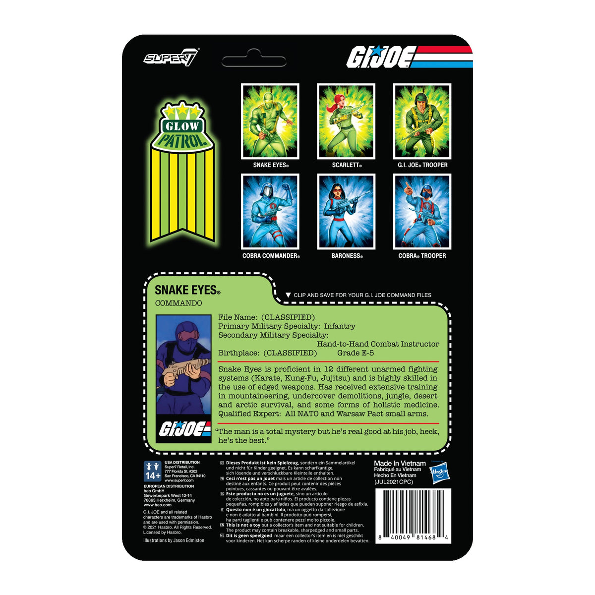 G.I. Joe ReAction Figures Wave 1b - Snake Eyes (Glow Patrol)