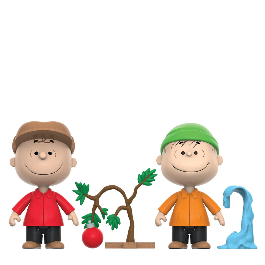 Peanuts ReAction Figures Wave 06 (Holiday Box Set) - Charlie Brown with Sad Christmas Tree and Linus