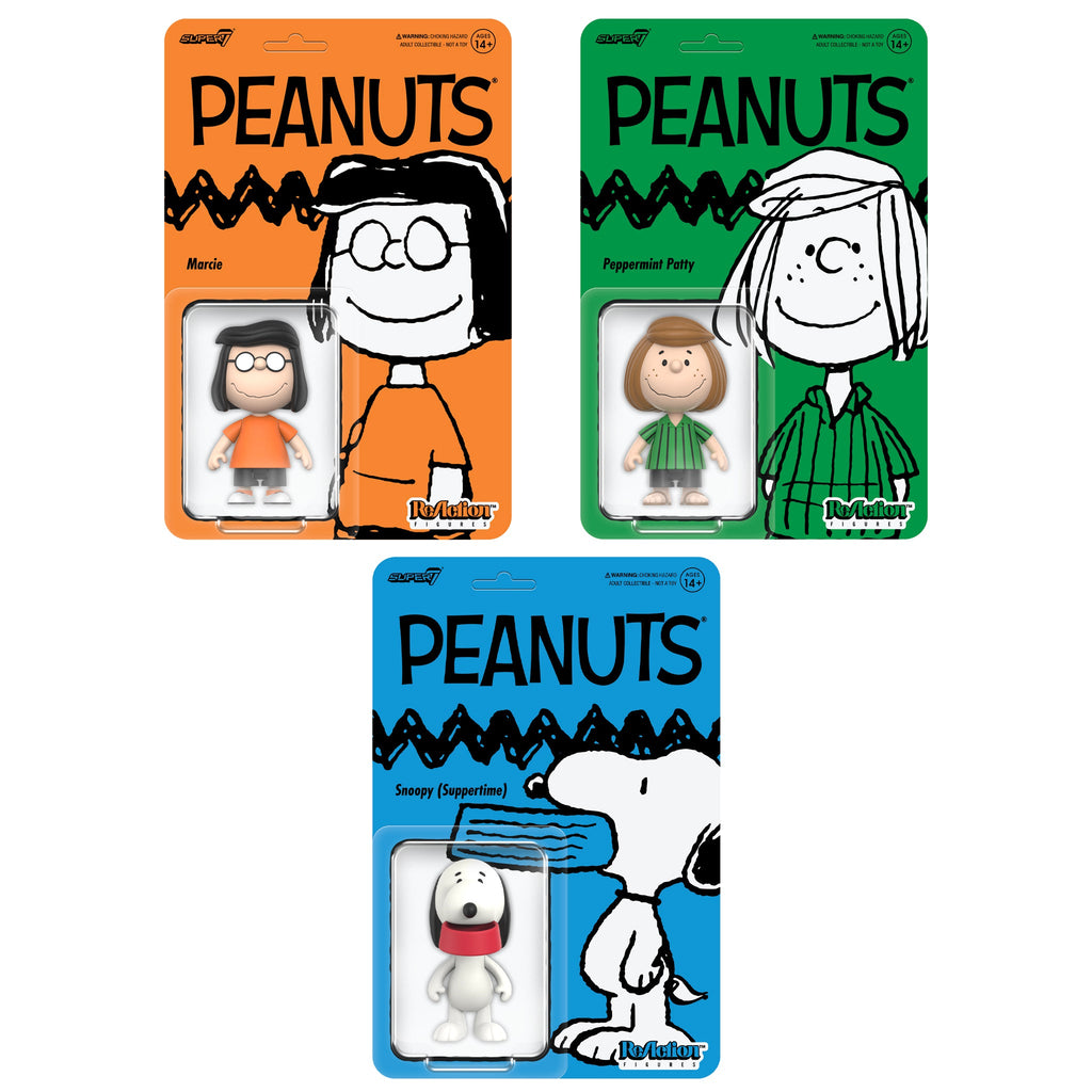 Peanuts ReAction Figures Wave 09 - Peppermint Patty, Marcie & Snoopy (Suppertime)