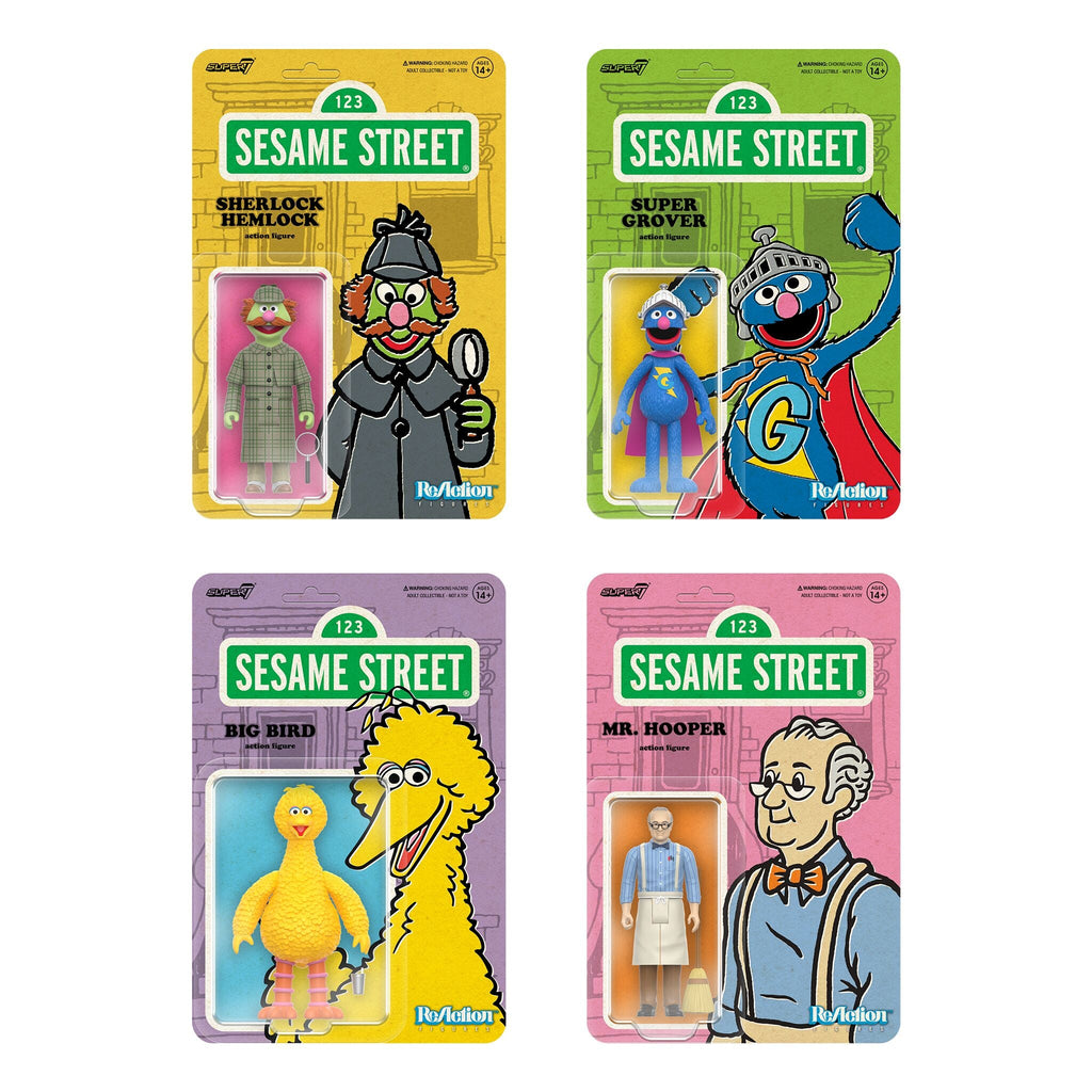 Sesame Street ReAction Figures Wave 3 - Big Bird, Super Grover, Sherlock Hemlock, and Mr. Hooper