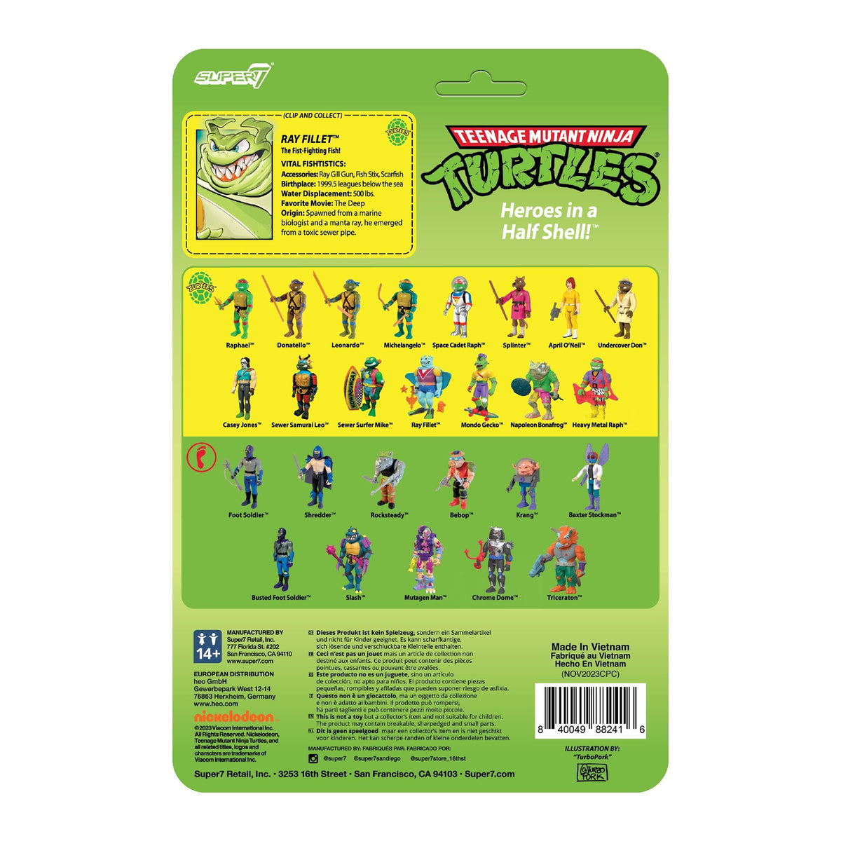 Teenage Mutant Ninja Turtles ReAction Figures - Ray Fillet Bioluminescent (Green Glow)