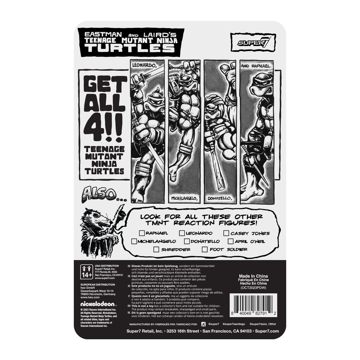 Teenage Mutant Ninja Turtles ReAction Figure Wave 9 - Raphael (Comic Greyscale)