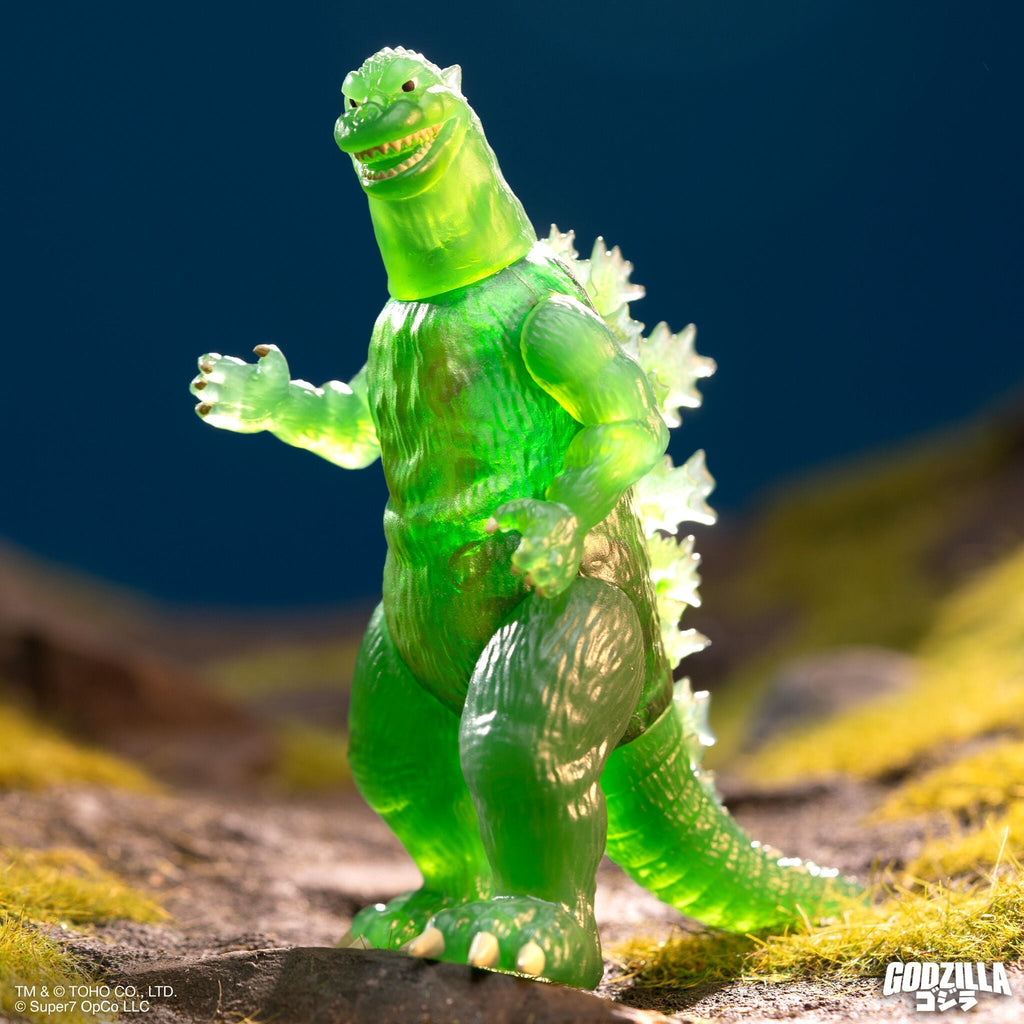 Toho ReAction Figures Wave 07 - Godzilla '84 (Heat Ray), Mechagodzilla (1975), Titanosaurus, Godzilla (Semi-Clear Green version)