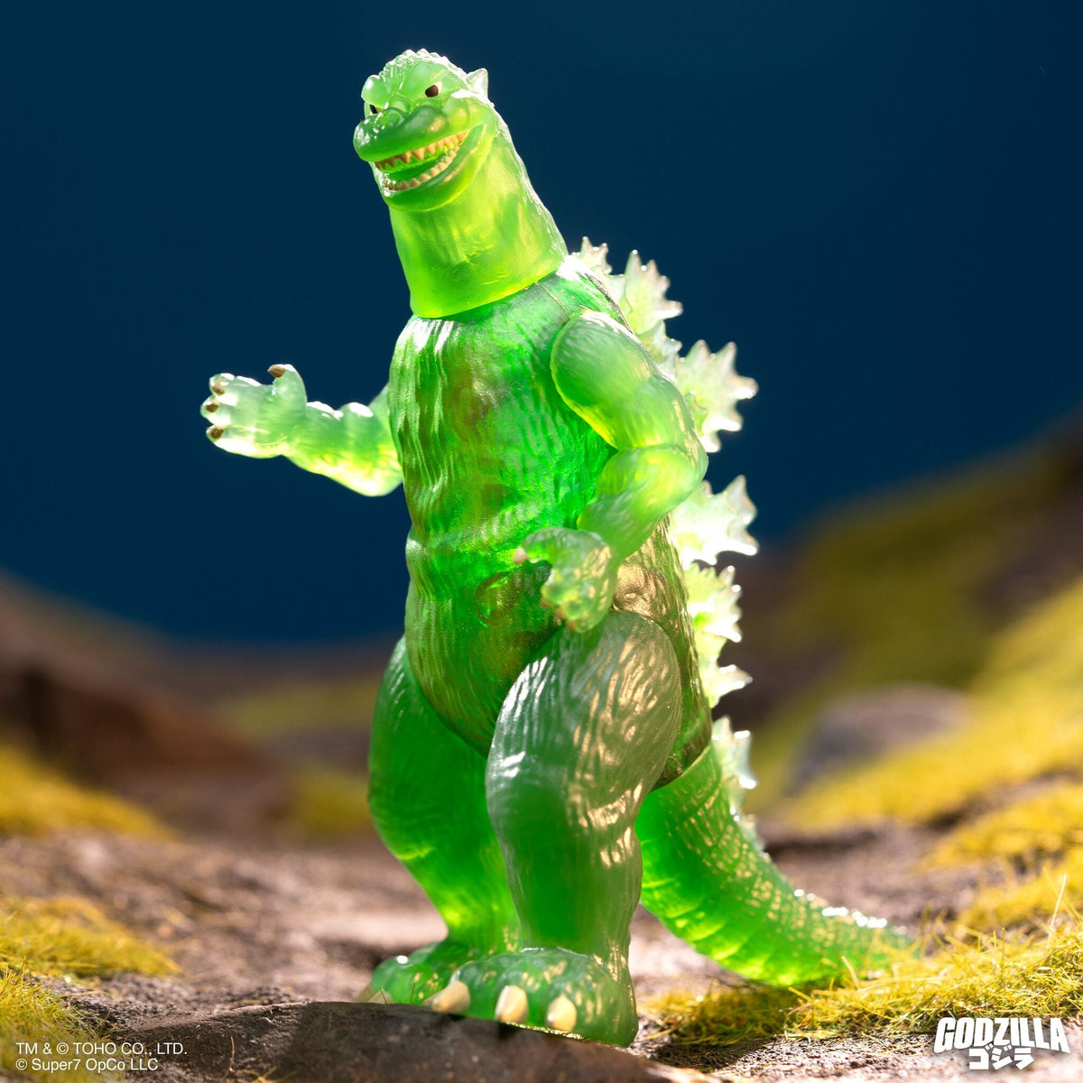 Toho ReAction Figures Wave 07 - Godzilla '84 (Heat Ray), Mechagodzilla (1975), Titanosaurus, Godzilla (Semi-Clear Green version)