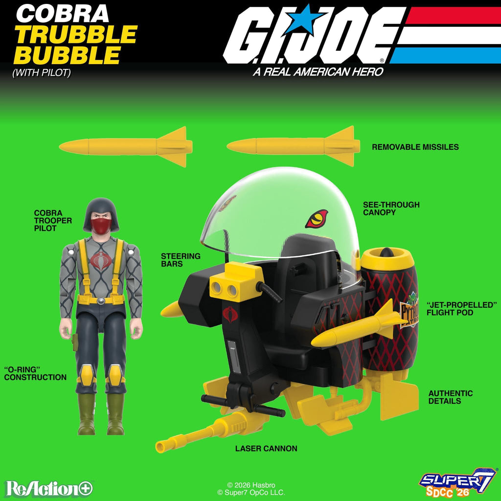 G.I. Joe ReAction+ Vehicle -Trubble Bubbles - Cobra Trooper & Trubble Bubble (Super7, Python Patrol)