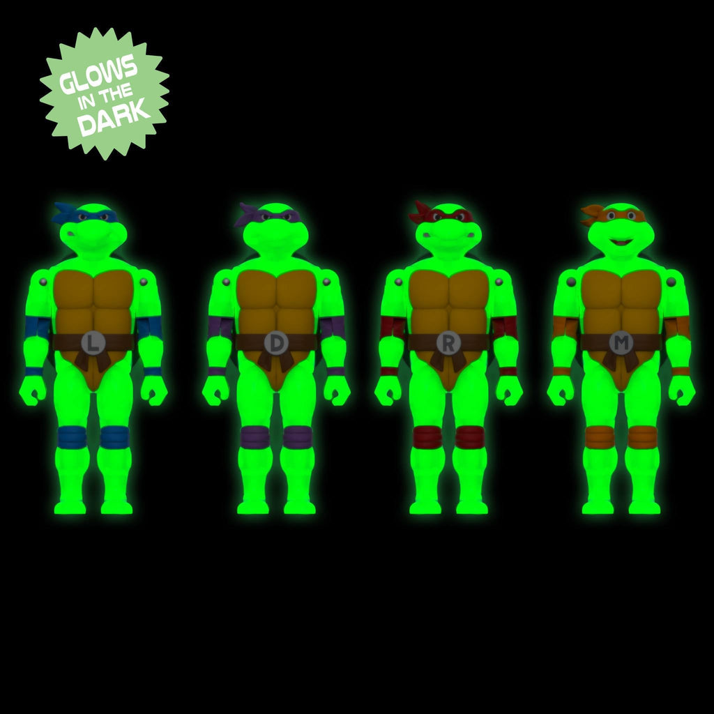 Teenage Mutant Ninja Turtles ReAction+ Figures - Mutagen Ooze Turtles (4-Pack, Glow)