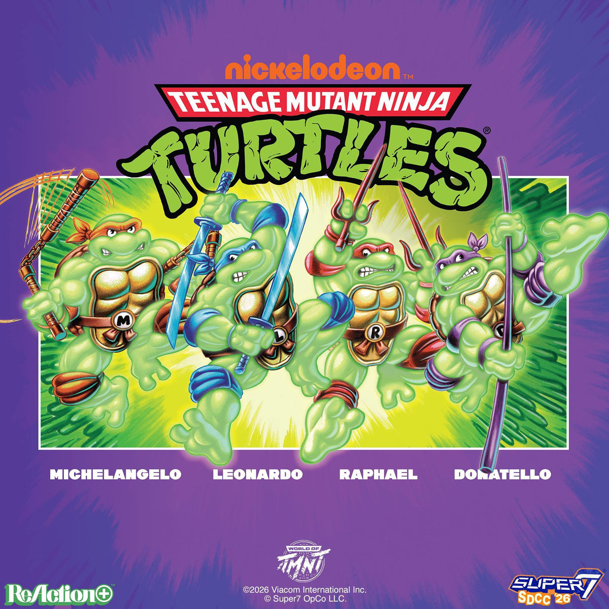 Teenage Mutant Ninja Turtles ReAction+ Figures - Mutagen Ooze Turtles (4-Pack, Glow)