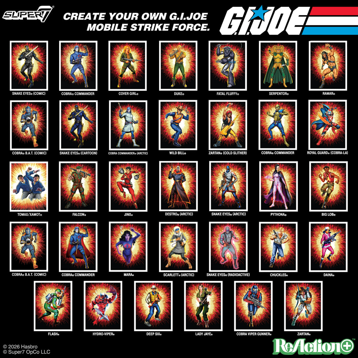 G.I. Joe ReAction+ Wave 09 - Lady Jaye, Deep Six, Zartan & Cobra Viper Gunner