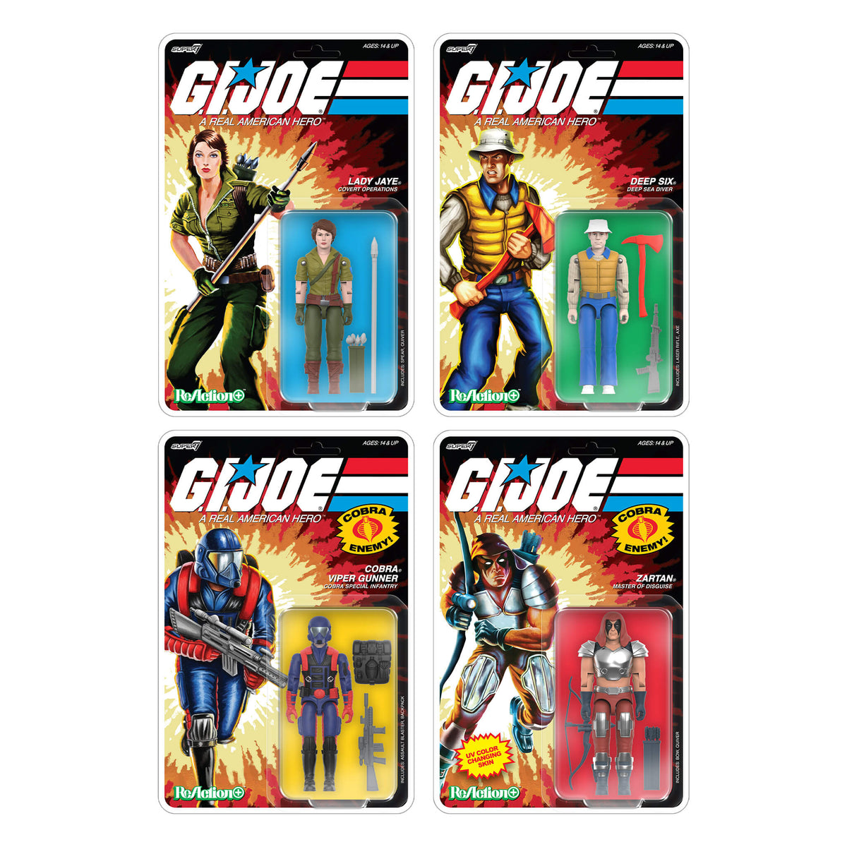 G.I. Joe ReAction+ Wave 09 - Lady Jaye, Deep Six, Zartan & Cobra Viper Gunner