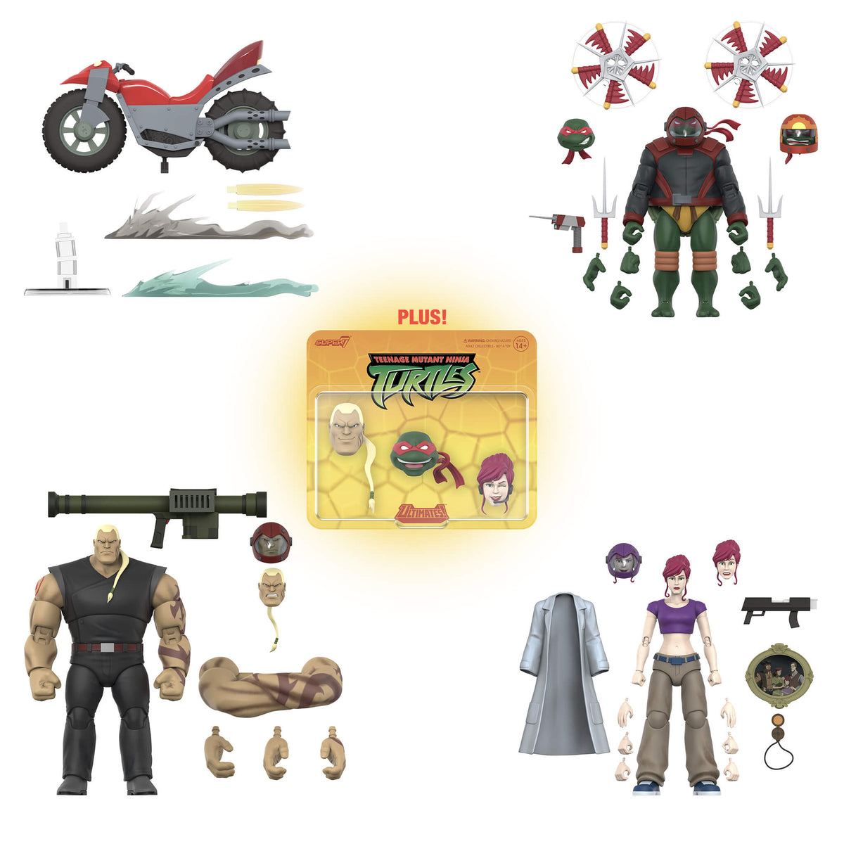 Teenage Mutant Ninja Turtles ULTIMATES! Wave 14 - April O'Neil, Hun, Raphael, Shell Cycle & Super Pack