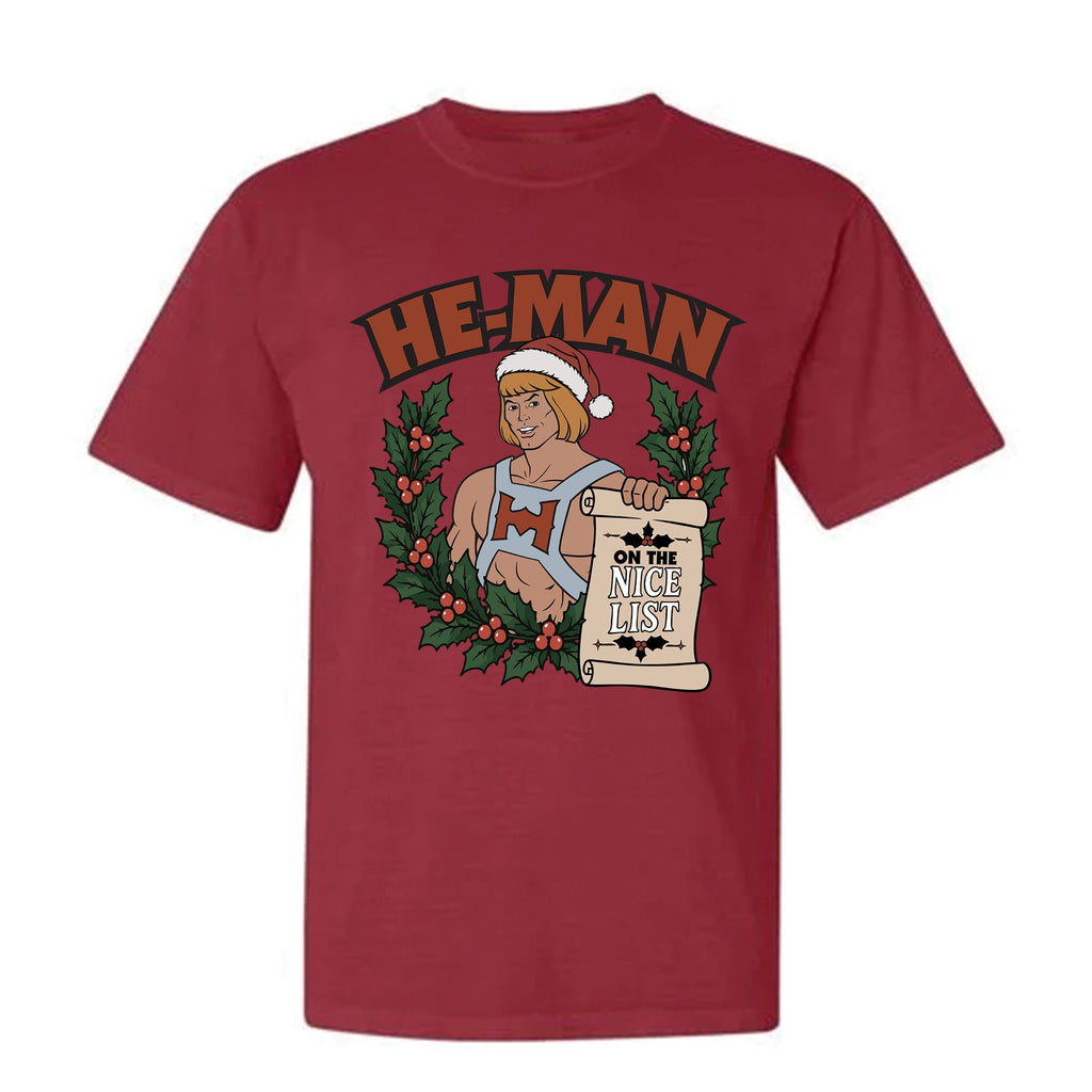 Masters of the Universe He Man Nice List Red T-shirt