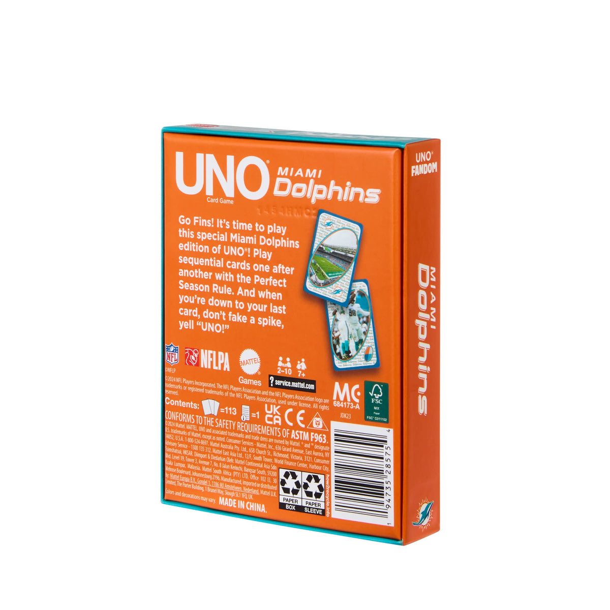 UNO Fandom NFL Miami Dolphins Game Deck